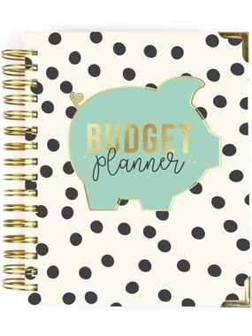 Polka Dot Budget Planner Notebook with Mint Piggy